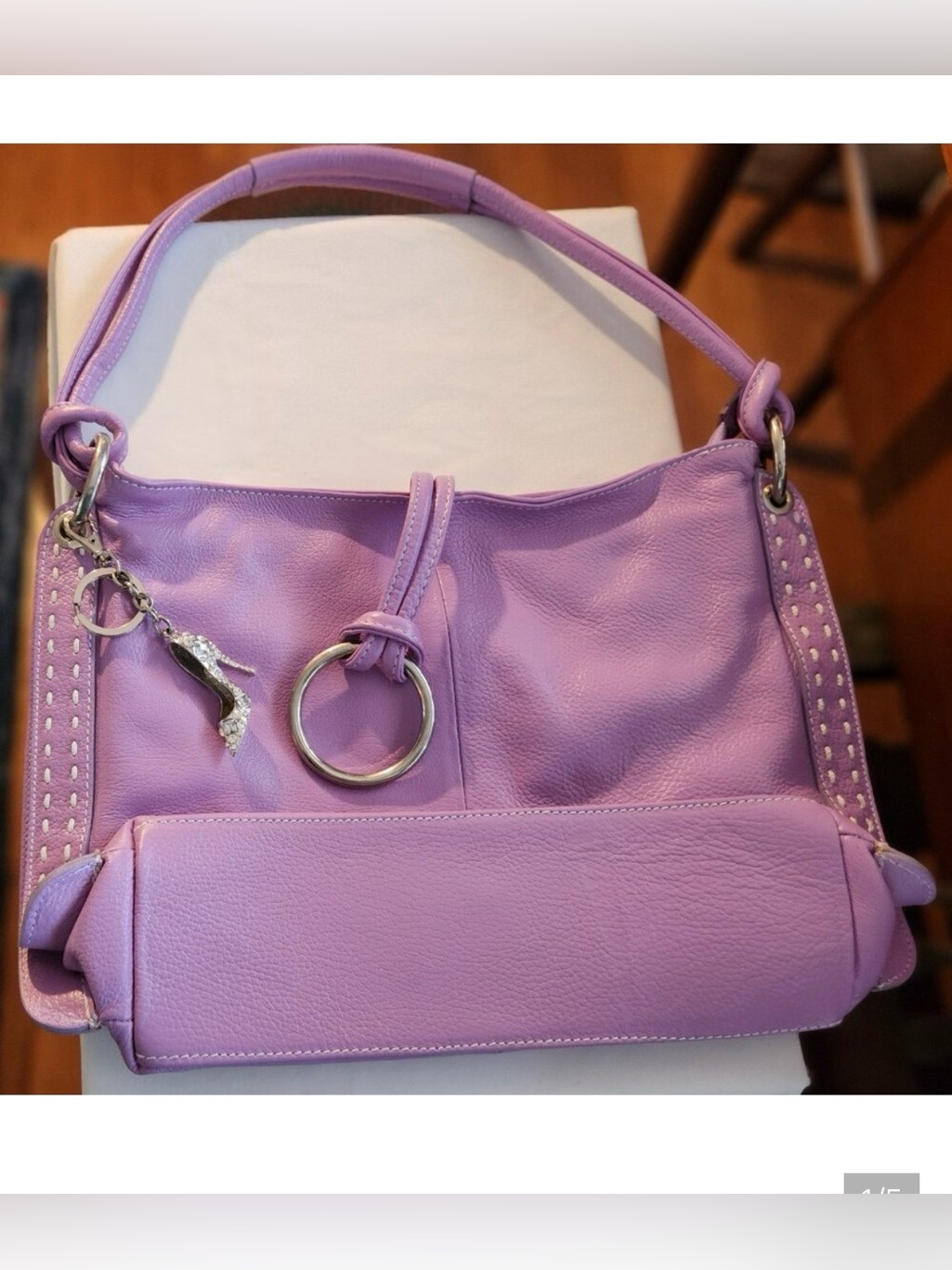 Medegriffe Large Purse Leather Lavender Nwot